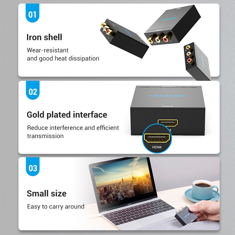 Vention HDMI to AV Converter 1080p  HDMI1.3  DC5V/1A สําหรับ แล็ปท็อป HDTV TV  Laptop TVbox AEE/AEF