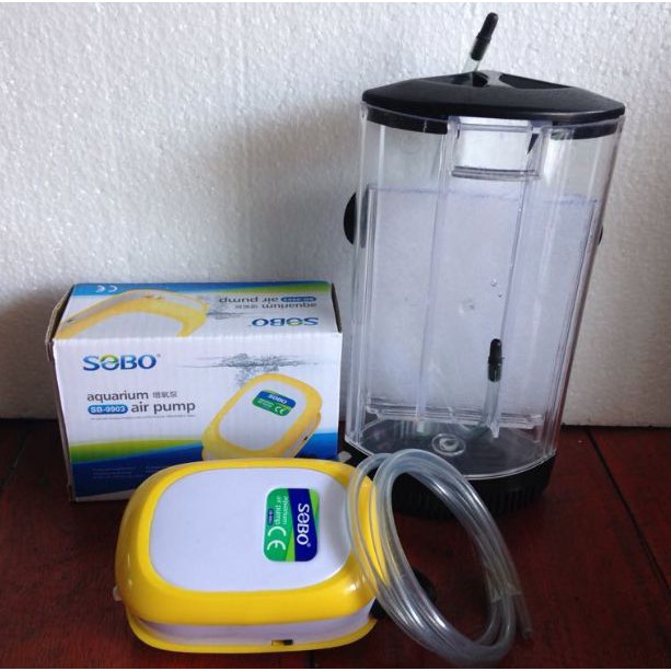 ปั้มออกซิเจน 1 ทาง Sobo + กล่องกรองมุมตู้ใหญ่ + สายออกซิเจน 1 เมตร สำหรับเลี้ยงปลากุ้ง คุณภาพดี ทนทาน สวยงาม