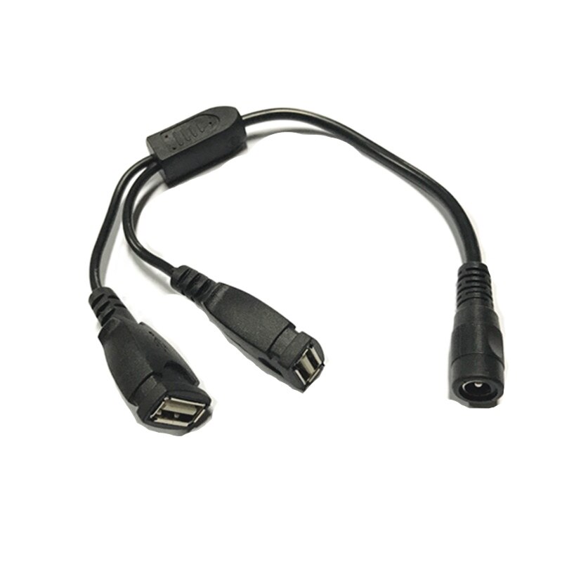 DC 5521 DC5.5-2.1 5.5*2.1 มม.5.5/2.1 หญิง 2 พอร์ต USB A หญิงแปลงสายชาร์จ 5V 12v
