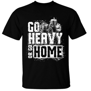 GILDAN 【สไตล์ฮิปฮอป】เสื้อยืดผ้าฝ้าย 100% พิมพ์ลาย Go Heavy Or Go Home คุณภาพสูง สําหรับผู้ชาย ยกน้ําหนัก เล่นยิม เพาะกาย