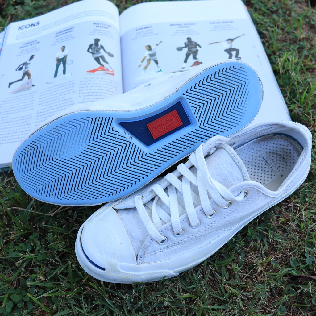ส่งฟรี รองเท้า Converse Jack Purcell Signature White Leather Sneakers Size 7 US/40 EU ใส่ได้หญิง-ชายตามขนาด 25CM แท้