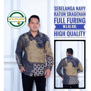 ~ALJAYA Batik~ เสื้อเชิ้ตแขนยาว ผ้าบาติก~ เสื้อเชิ้ตบาติก ระบายอากาศ~ORI SOLO~ ผ้าฝ้าย~SEBELANGA NAVY สินค้าของแท้ โดย ALJAYA BATIK