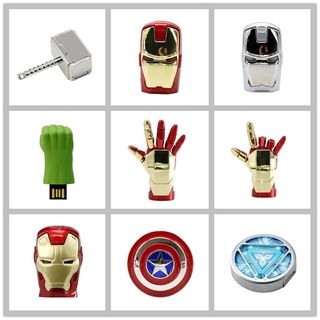 ♥【Readystock】 + COD ♥engers USB แฟลชไดรฟ์ 4G Iron Man 8GB ไดรฟ์ปากกา 16GB กัปตันอเมริกา 32GB USB Stick Hulk Thor PenDrive U Disk แฟลชไดรฟ์ USB