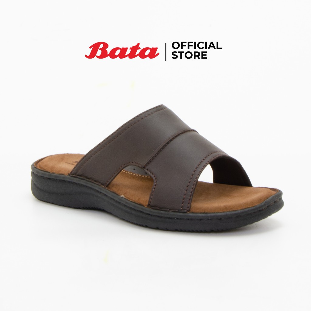 Bata Men' Leather Mules Sandals รองเท้าแตะสำหรับผู้ชาย รุ่น Bravo สีน้ำตาล 8644455