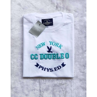 เสื้อยืดผ้าฝ้ายพิมพ์ลายขายดี สตรีทแฟชั่น เสื้อยืด CC-OO แขนสั้น งานปัก(NEW YORK CC DOUBLE O PHYS.ED. )(CC-OO No.14)คอกลม