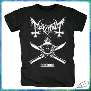 ขายดี เสื้อเชิ้ต ผ้าฝ้าย  พิมพ์ลายหัวกะโหลก 3D สีดํา 1Norway Band Mayhem Camiseta Rock