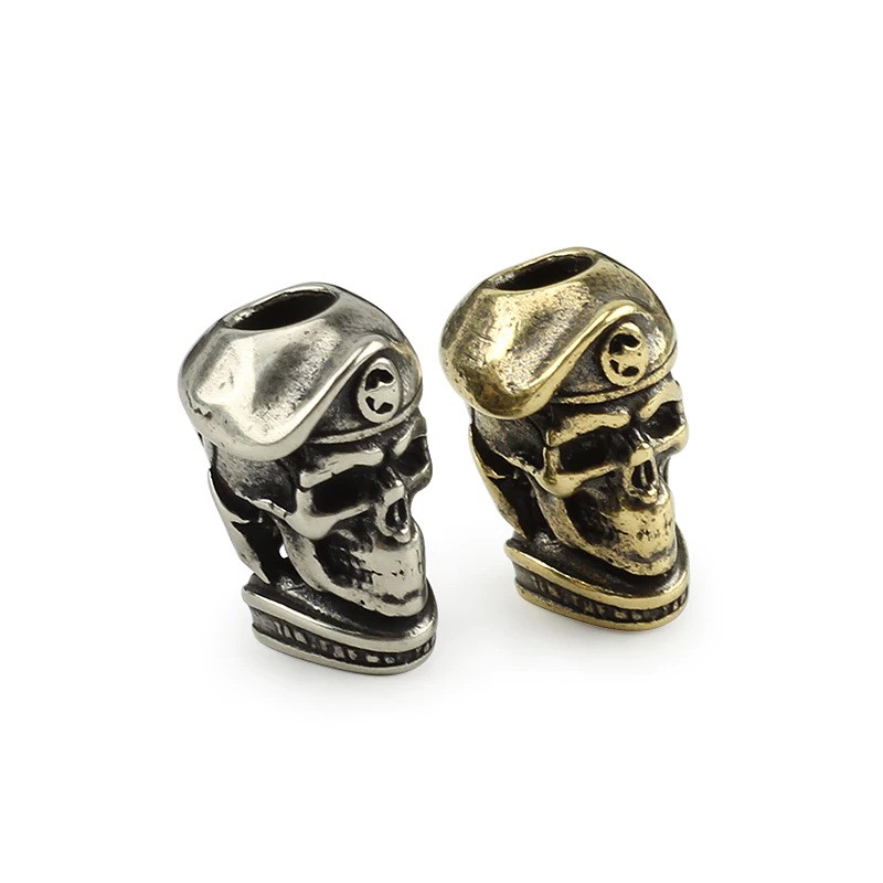 ลูกปัด ลูกปัดหัวกะโหลก ทหารรัสเซีย EDC DIY Russian Soldier Knife Beads, Vintage Brass Paracord Bead 