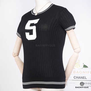 CHANEL T-SHIRT BLACK NO.5 SIZE 36