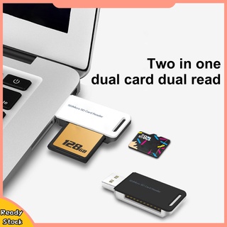 [HUA] 2 in 1 อะแดปเตอร์การ์ดรีดเดอร์ USB2.0 TF Micro-SD ขนาดเล็ก แบบพกพา สําหรับคอมพิวเตอร์