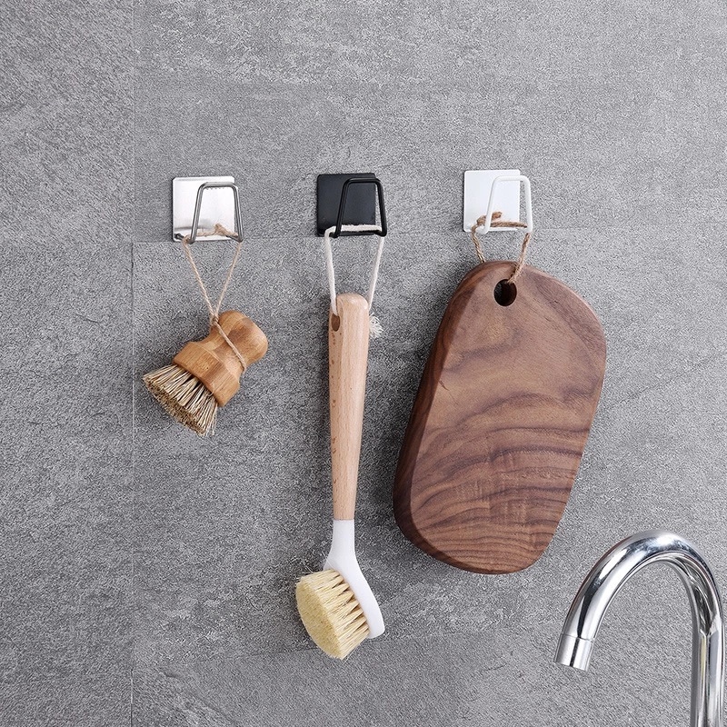 ที่วางฟองน้ํา สเตนเลส มีกาวในตัว สําหรับห้องครัว ห้องน้ํา ตากแห้ง / ตะขอทําความสะอาด อุปกรณ์จัดเก็บ - รูปที่ 4