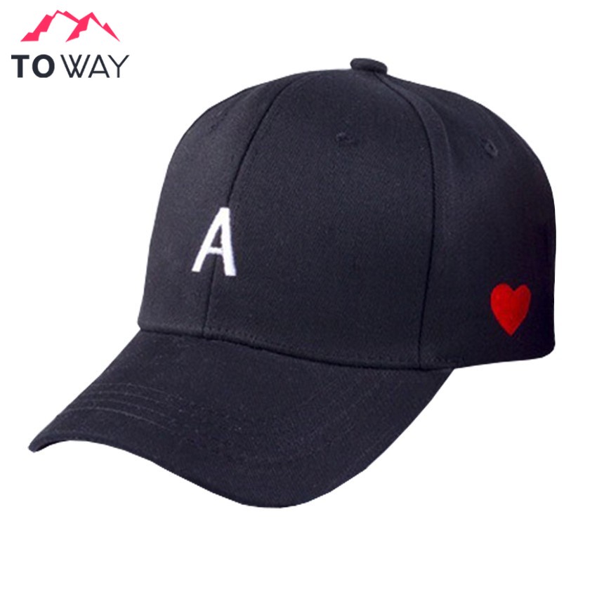 TOWAY-พร้อมส่ง หมวกแก๊ปปักอักษรรูปตัว A ด้านข้างปักด้วยรูปหัวใจ ผ้าแคนวาสหนาพิเศษ รุ่น YH-K02