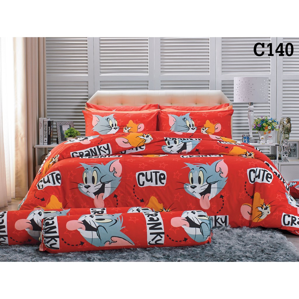 ชุดเครื่องนอน (ผ้าปูที่นอน,ผ้าห่มนวม) ซาติน Satin C140 ทอมแอนด์เจอร์รี่ (Tom and Jerry)