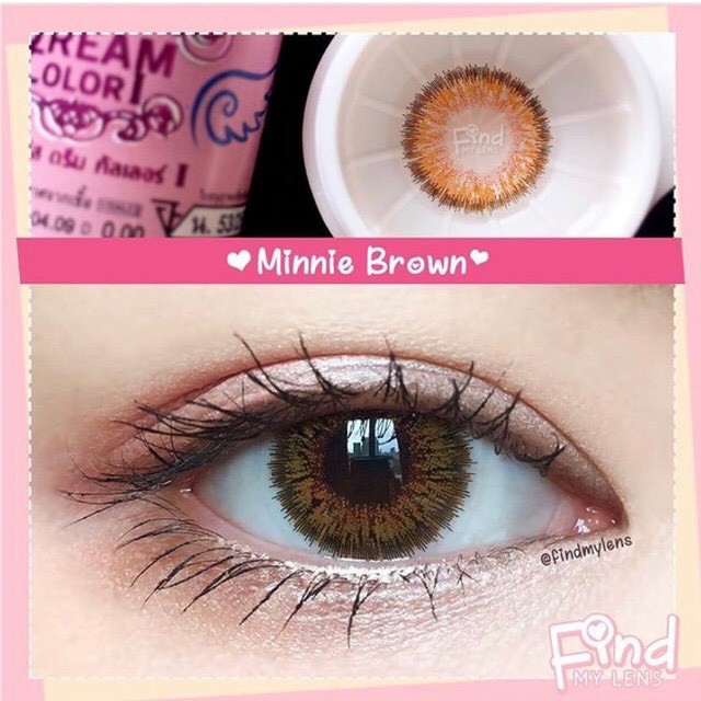 💜 Minnie Brown (1)(2) มินิ สีน้ำตาล น้ำตาล ขอบฟุ้ง Dream Color1 Contact Lens คอนแทคเลนส์ ค่าสายตา สายตาสั้น แฟชั่น สายต