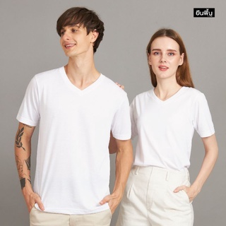 เสื้อยืดคอวีแขนสั้น สีขาว-white