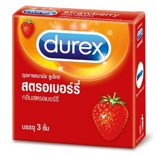 🔥ดีกว่านี้ไม่มีอีกแล้ว!! Durex STRAWBERRY 3ชิ้น กลิ่นสตรอเบอร์รี่ 🚚พร้อมส่ง!! 💨