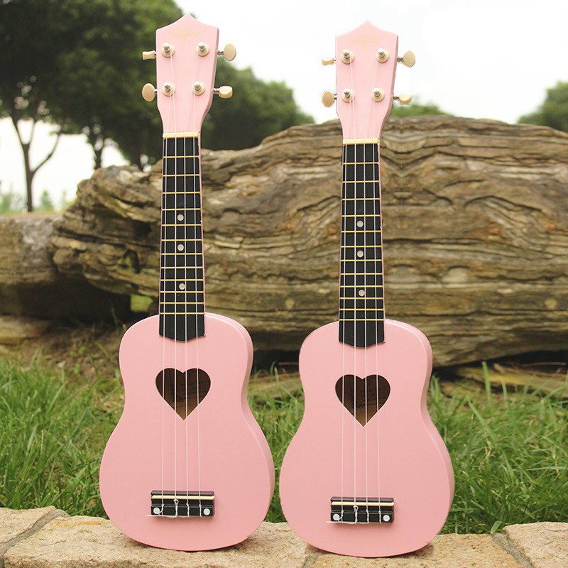 ♠Mcool Soprano Ukulele Pink 21 Inch 4 Strings Ukelele Cheap Hawaii Mini Guitar HeartS xwQ5