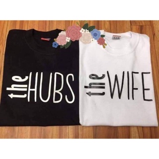 เสื้อคู่วินเทจ เสื้อสีขาว Hubs ภรรยาเสื้อยืดปรับแต่งคําสั่ง tees unisex คุณภาพสูง {+a เสื้อโอเวอร์ไซ