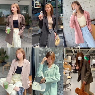 chuuchop_พร้อมส่งทุกสี(C7582) 🛹📋 TEMPO blazer เสื้อเบเซอร์แขนยาวสีพื้นทรง formal มี5สี C7582