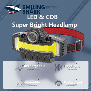 Original SmilingShark TD-0685A ไฟฉายคาดหัว ไฟหน้า LED ไฟหน้า XHP100 ซุปเปอร์ไบร์ท ซังอ่อนโคมไฟฟลัดไลท์ โคมไฟ Type-C ชาร์จใหม่ได้ กันน้ำ แบบพกพา แคมป์ปิ้ง เดินป่า ขี่จักรยาน ตกปลา วิ่ง ฉุกเฉิน ซ่อม ไฟหน้านิรภัยกลางคืนสำหรับขี่กลางคืน