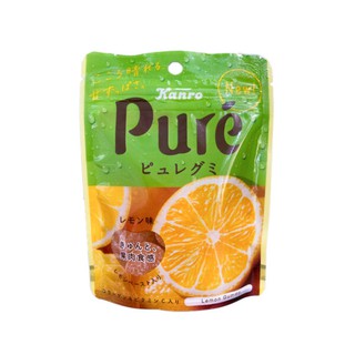 Kanro คันโระ ลูกอมเคี้ยวหนึบ กลิ่นเลม่อน (สินค้านำเข้าจากญี่ปุ่น) Kanro Pure Gummy Lemon