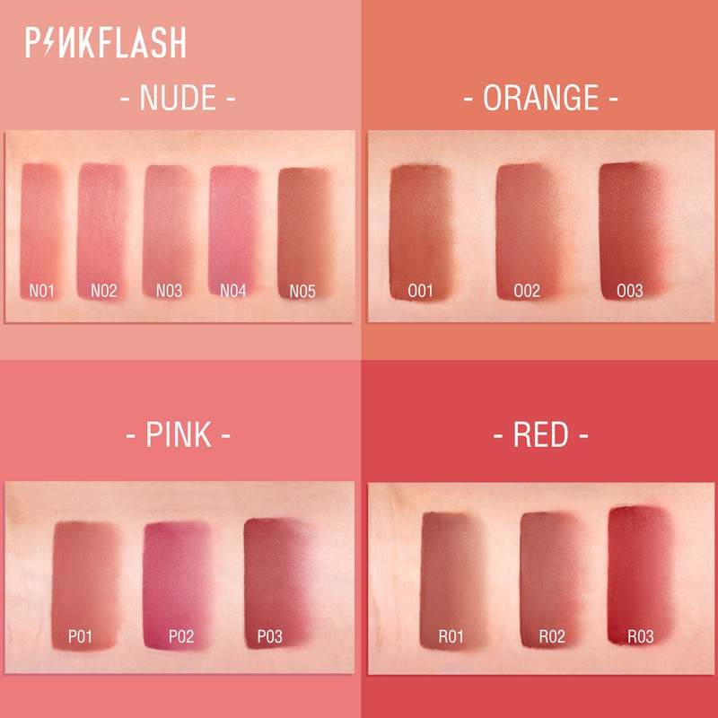 PINKFLASH OhMyKiss ลิปสติก เนื้อลิขวิด สีแมตต์ เม็ดสีแน่น เม็ดสีชัด กันน้ำ 14 สี #8