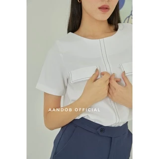 a&oB เสื้อ line blouse (ขนาดxs-xl)* * ระวังสินค้าเลียนเเบบ การออกเเบบเเละลิขสิทธิ์ brand a&oB