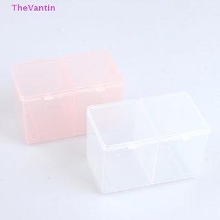 Thevantin Twin Well กล่องเปล่า แบบพกพา สําหรับใส่สําลีเช็ดทําความสะอาด