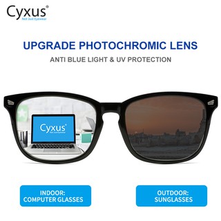 Cyxus(ไซซู) แว่นตาป้องกันแสงสีฟ้า โฟโตโครมิก Uv 400 แฟชั่นสำหรับผู้ชาย และผู้หญิง 8382