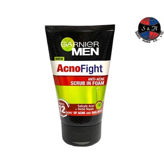 การ์นิเย่ เมน แอคโนไฟท์ โฟม 100 มล. GARNIER MEN ACNOFIGHT SCRUB FOAM 100 ml.(โฟมผู้ชาย, โฟมลดสิว, ล้างหน้าผู้ชาย)