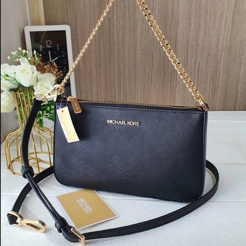 💚แท้💯 พร้อมส่ง💚 mk MICHAEL KORS MEDIUM ZIP POUCHETTE JET SET TRAVEL CROSSBODY หนัง SAFFIANO 35h1gtvu