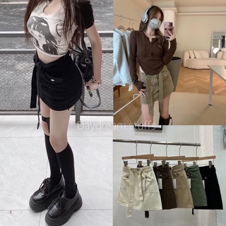 💫พร้อมส่ง💫CARGO SKIRT - กระโปรงสั้น ทรงcargo แต่งเชือกตรงเข็มขัด ใส่แล้วเท่ดูมีเสน่ห์ มีซับในเป็นกางเกง สไตล์เกาหลี