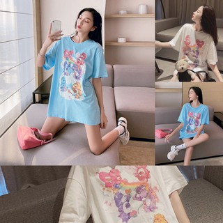 Korean🧧 เสื้อยืดสกรีนลายหมีแคร์แบร์  ทรงโอเวอร์ไซส์แฟชั่น