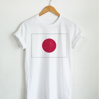 เสื้อยืดลาย ธงชาติญี่ปุ่น ประเทศ ญี่ปุ่น Japan Flag เสื้อยืดสกรีน คอกลม แขนสั้น