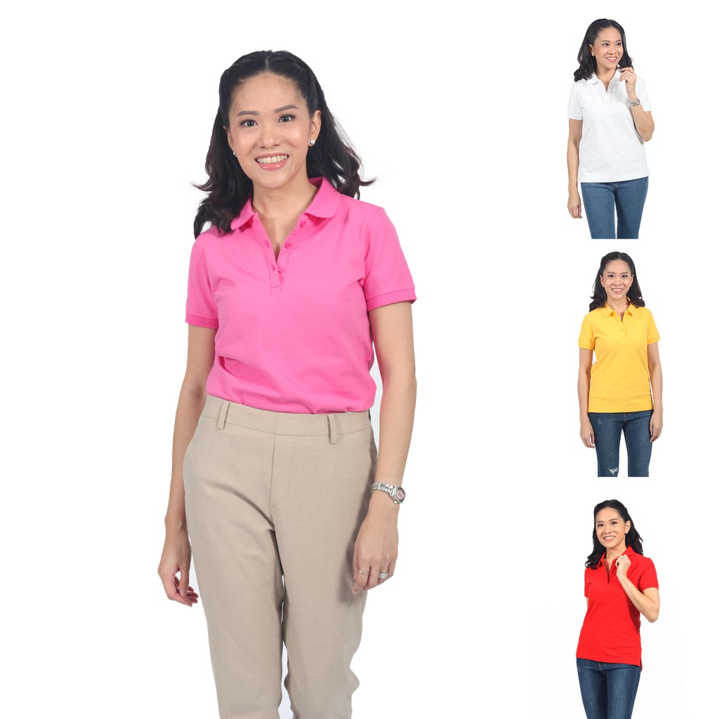 ZENTURY MAX เสื้อโปโลหญิง แขนสั้น ผ้าคอตตอน ผสม สเปนเด๊กซ์ รุ่น LKP-2013 สีชมพู, ขาว, เหลือง, แดง