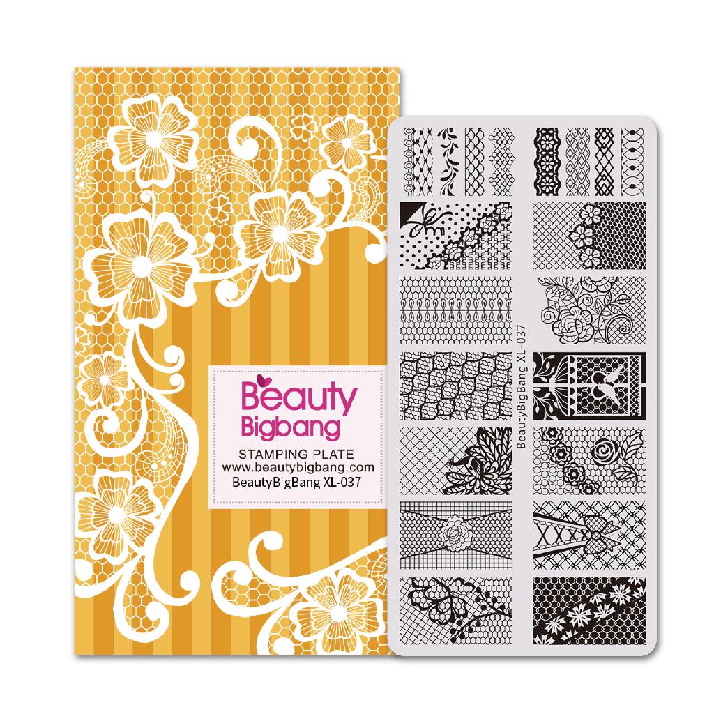 BeautyBigBang 6*12cm Nail Art Plates Lace Flowers Design Polish Stamp