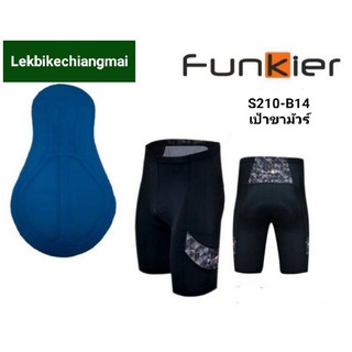 กางเกงปั่นจักรยานขาสั้นผู้ชาย FUNKIER รุ่น S210-B14 เป้าชามัวร์สีฟ้า