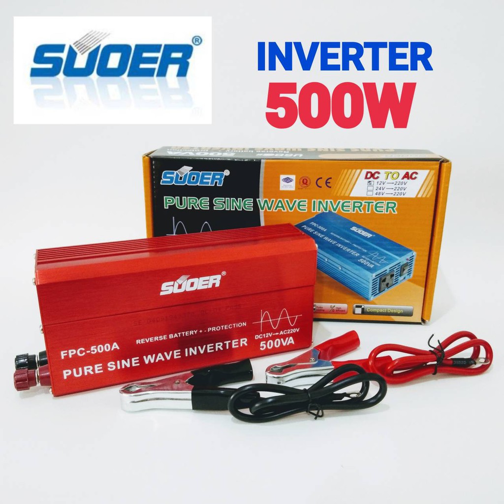 SUOER เพียวซาย Pure sine wave power inverter 500 W 12V 220v รุ่น FPC-500B（ของแท้100%)