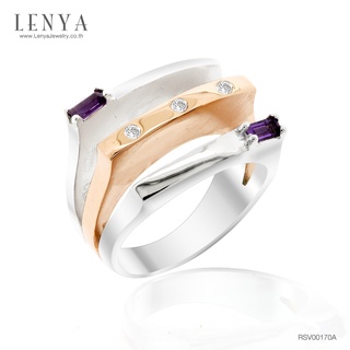 Lenya Jewelry แหวนเงินแท้ ประดับพลอยอเมทิสต์ และ CZ (Cubic Zirconia)