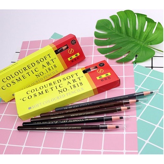 COLOURED PENCILS "COSMETIC ART COLOURED SOFT NO.1818 ดินสอเขียนคิ้ว แบบกันน้ำ และสติ๊กเกอร์คิ้ว