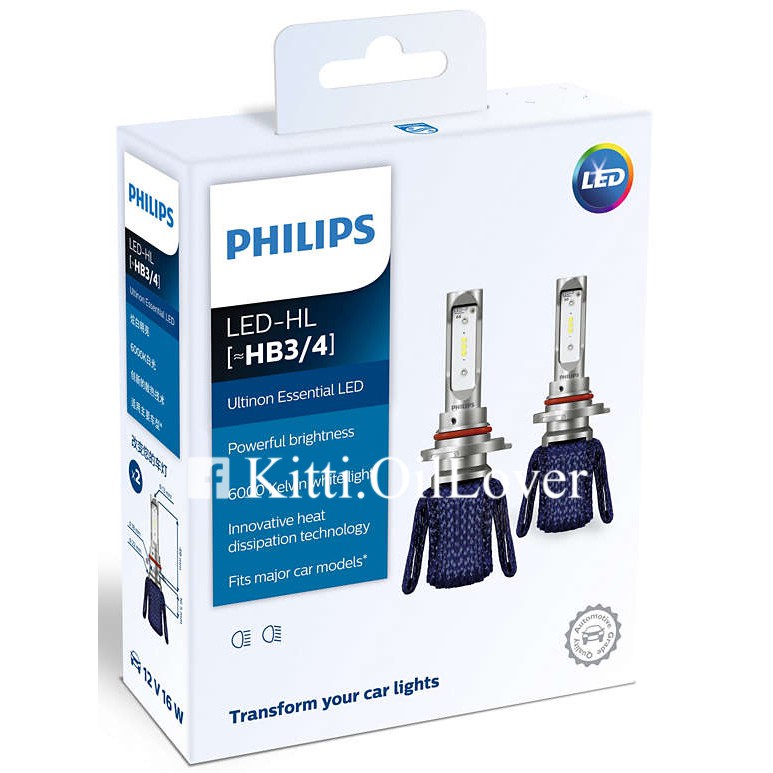 Philips Ultinon Essential LED หลอดไฟหน้ารถยนต์ H4 H7 H11 HB3/HB4 HIR2 H11/H8/H16 +150% (2 หลอด) Gen 1