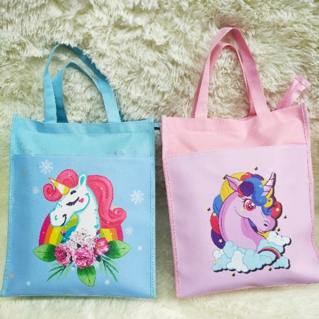 Kids Kids Kids Girls Unicorn Bags แนวตั้ง Tote Bags Travelling, Tuition, Schooling Casual Bags