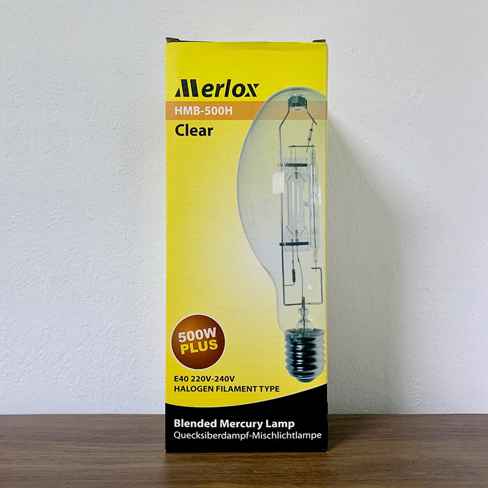 Merlox หลอดแสงจันทร์ ชนิดต่อตรง 500W ขั้วE40 / หลอดไฟแสงจันทร์ หลอดไฟ MERCURY หลอด ใส / ฝ้า