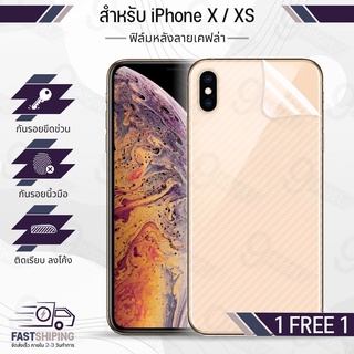 ซื้อ 1 แถม 1 ฟรี!! ฟิล์มหลัง กันรอย สำหรับ iPhone X / XS ลายเคฟล่า สีใส ฟิล์มหลังเครื่อง - Back Film Protector