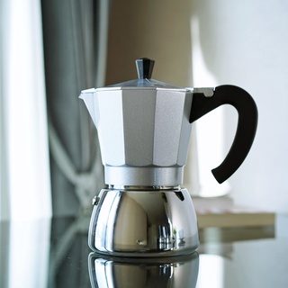 สีเงิน 300 ml. เครื่องชงกาแฟ  กาต้มกาแฟ มอคค่าพอท ฐานสแตนเลส Stainless Moka Pot Espresso