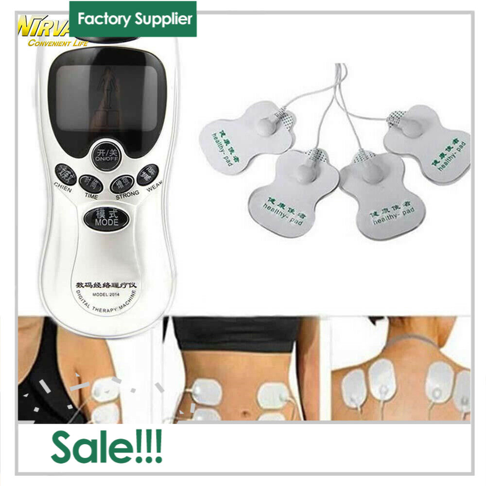 【Ready Stock】 4 Pad Pulse Tens Machine Therapy Massager Device Pain