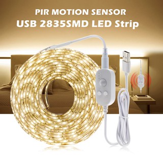 ราคาDC5V USB Led Strip Light PIR Motion LED Backlight TV Kitchen Strip White Warm White Waterproof Sensor Light Strip 3 Brightness Adjustable