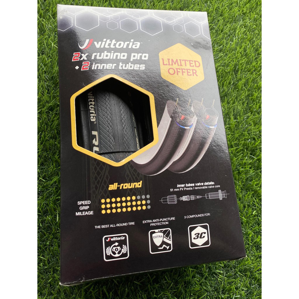 ยางจักรยาน Vittoria รุ่น Rubino Pro สำหรับรถเสือหมอบ แถมยางในฟรี 2 เส้น