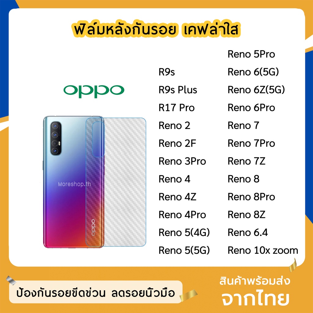 ฟิล์มหลัง OPPO ฟิล์มเคฟล่า แบบใส Reno2  Reno3Pro Reno5 Reno5Pro Reno4 Reno4Z Reno4Pro Reno7 7Pro 7Z 