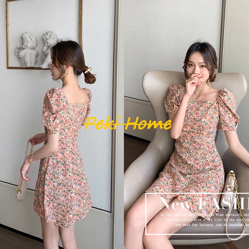 เดรสสไตล์เรโทร กระโปรงลายดอก เดรสเรียบหรู เดรสสาวอวบ