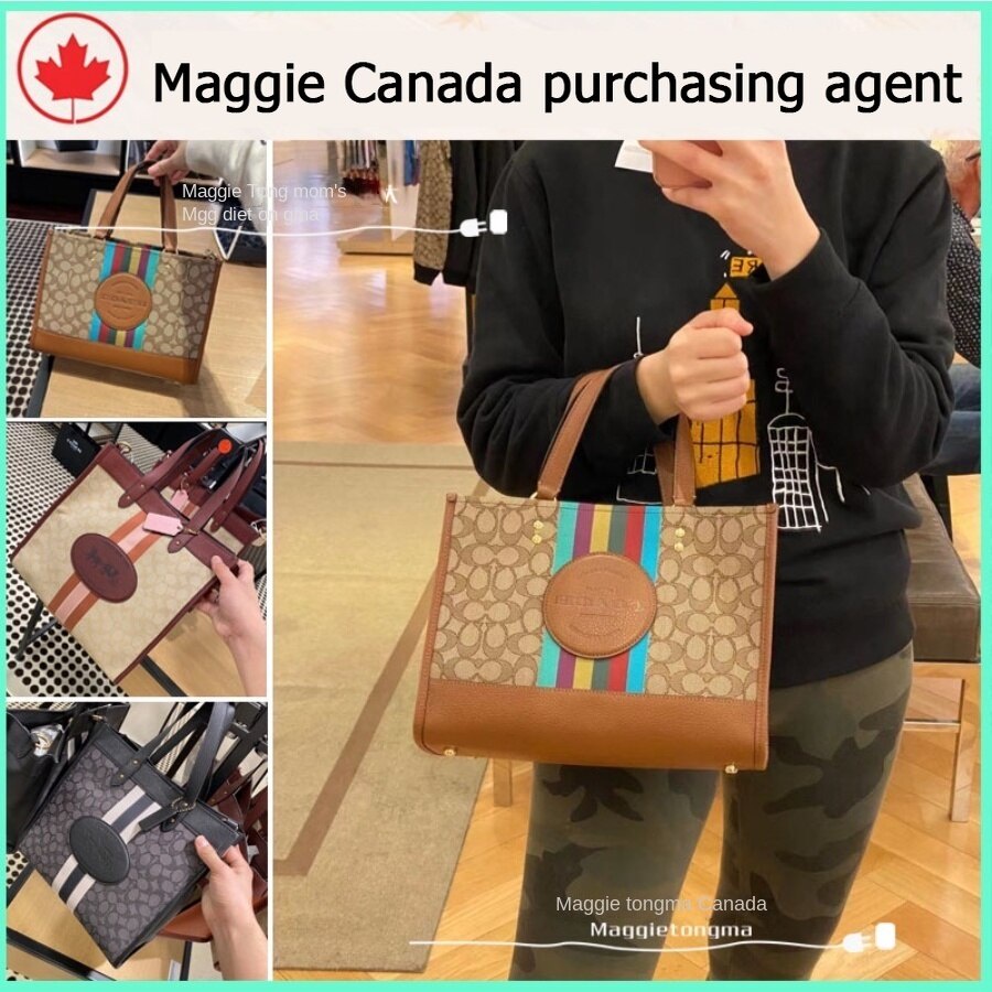 #Maggie Canada# ของแท้ 100% 5868 Coach กระเป๋าสะพายไหล่ ทรงโท้ท สําหรับผู้หญิง